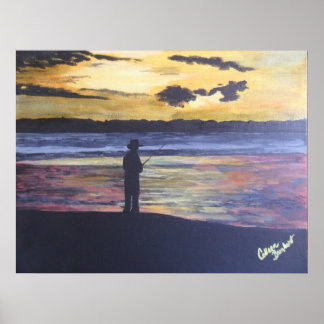 Póster Pesca en lago