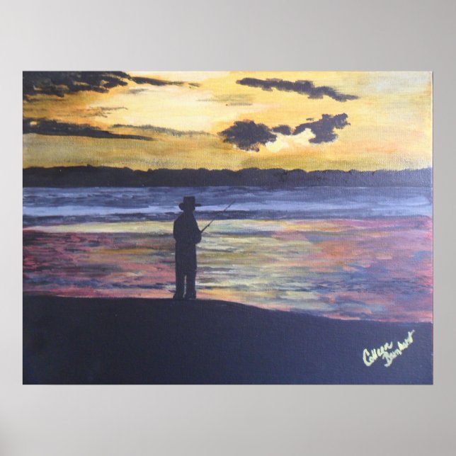 Póster Pesca en lago (Frente)