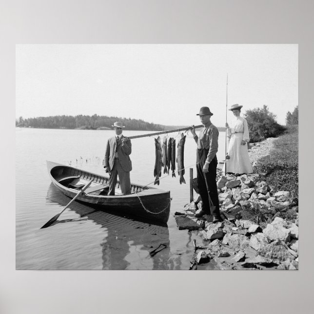 Póster Pesca en los Adirondacks, 1903. Foto de cosecha de (Frente)