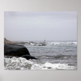 Póster Pesca en niebla