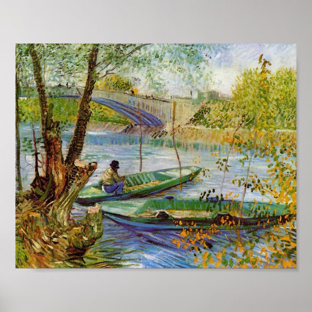 Póster Pesca en primavera, Bella Artes Van Gogh (Frente)