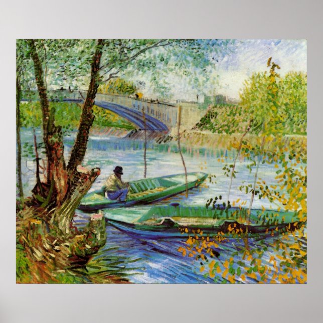 Póster Pesca en primavera por Vincent van Gogh (Frente)