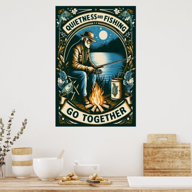 Póster Pesca nocturna Y Una Fogata (Cocina)
