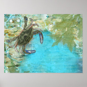 Póster Pesca Oceánica de Cangrejo Azul