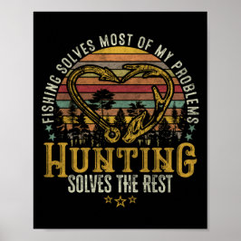 Póster Pesca y caza de semillas Antler Elk, caza de venad