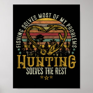Póster Pesca y caza de semillas Antler Elk, caza de venad