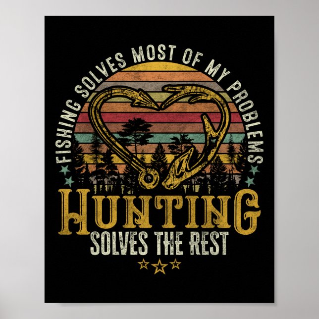 Póster Pesca y caza de semillas Antler Elk, caza de venad (Frente)