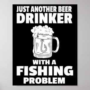Póster Pesca Y Cerveza Graciosa Bebiendo Pescador Fiesta 