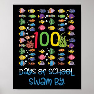 Póster Pescado 100 Días De Maestra Escolar De Pescadores 