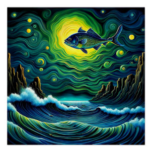 Póster Pescado a la luz de la luna