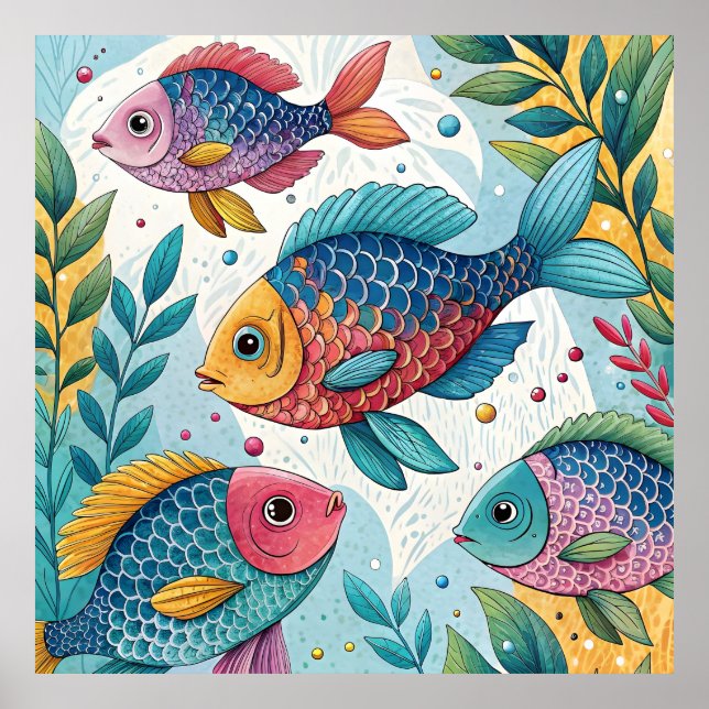 Póster Pescado arco iris bajo el agua (Frente)