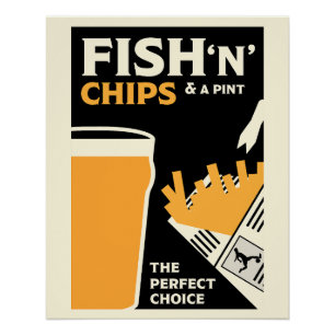 Póster Pescado Clásico Británico Y Chips