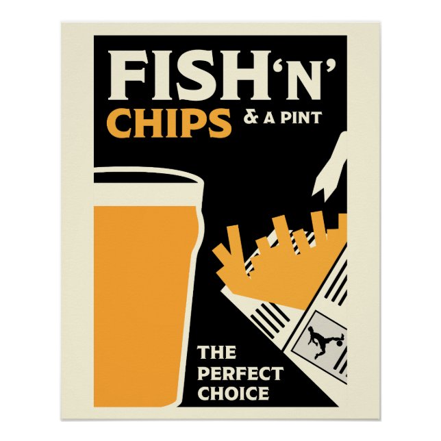 Póster Pescado Clásico Británico Y Chips (Anverso)