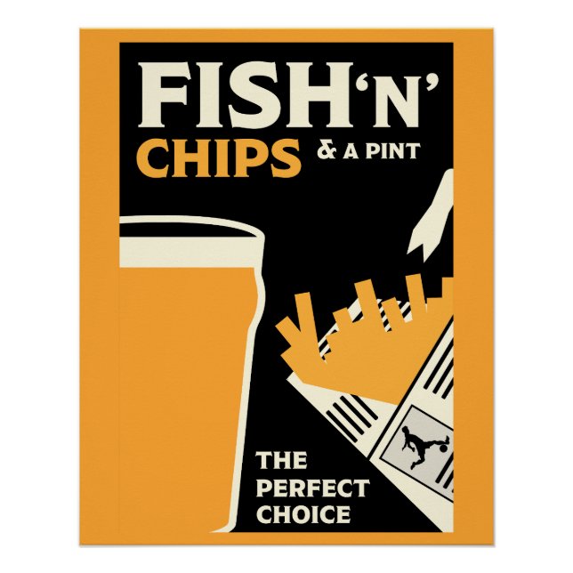 Póster Pescado Clásico Británico Y Chips (Anverso)
