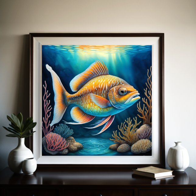 Póster Pescado colorido de dibujo de talla (Subido por el creador)