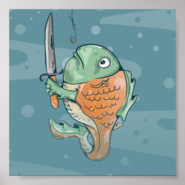 Póster Pescado con cuchillo (Frente)