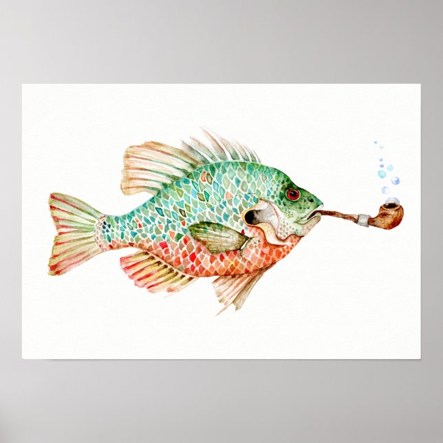 Póster Pescado con una tubería (Frente)