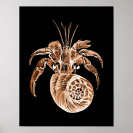 Póster Pescado costero acuático acuarela playa negro