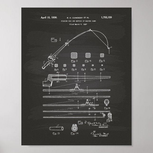 Póster Pescado de 1930 Patent Art Chalkboard (Frente)