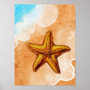 Póster Pescado de agua en la playa