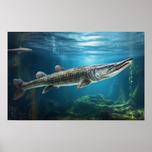 Póster Pescado de alligador de peces natación Poster de i