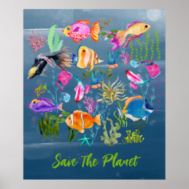 Póster Pescado de coral, océano azul