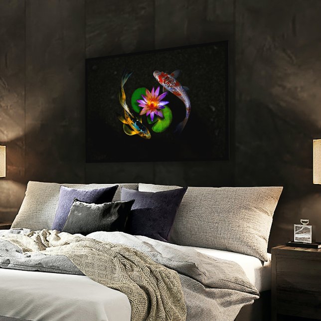 Póster Pescado de Koi nadando alrededor de la Flor Lotus  (Subido por el creador)