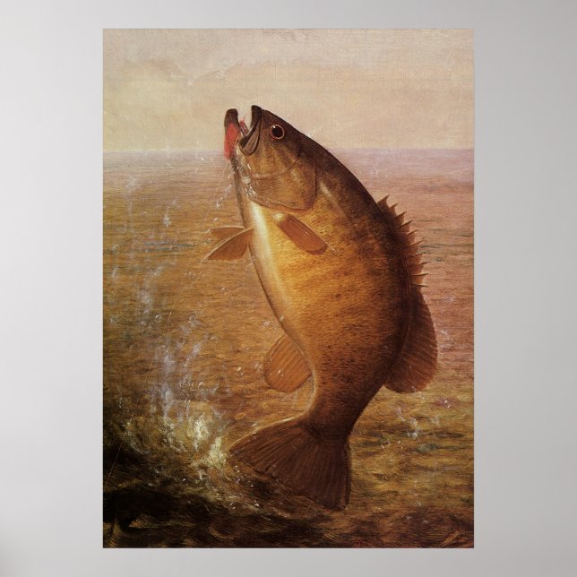 Póster Pescado de lata marrón de Largemouth, pesca deport (Frente)