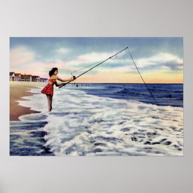 Póster Pescado de surf de Wrightsville Beach North Caroli (Frente)