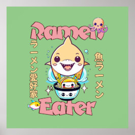 Póster Pescado de tiburón Ramen Eater - ¡Amantes de la co