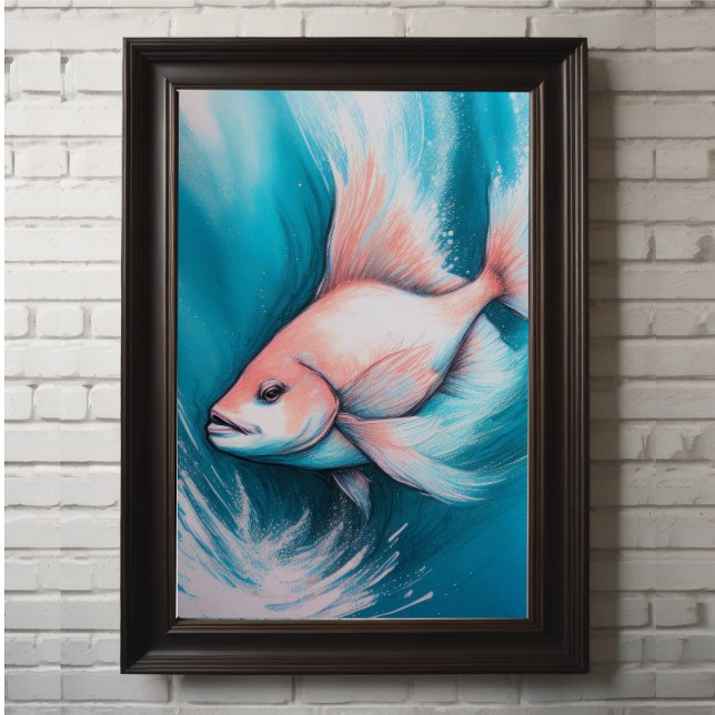 Póster Pescado dibujante de aleta azul rosa V (Subido por el creador)