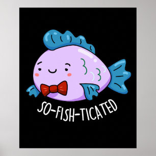 Póster Pescado divertido con sabor a pescado Pun Dark BG