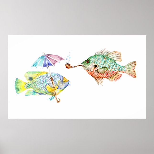 Póster Pescado - Dos artes de pescado Imprimir pintura ac (Frente)