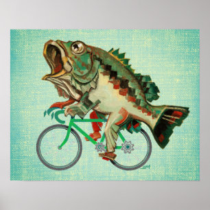 Póster Pescado en bicicleta