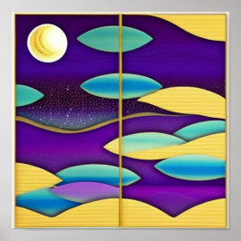 Póster Pescado en el Poster del cielo y del mar