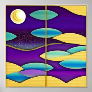 Póster Pescado en el Poster del cielo y del mar