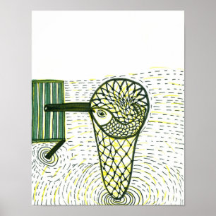 Póster Pescado en la red