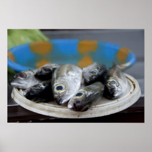 Póster Pescado fresco en el mercado de pescado (Mercado d