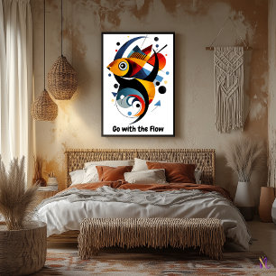 Póster Pescado geométrico con abstracto Minimalista motiv