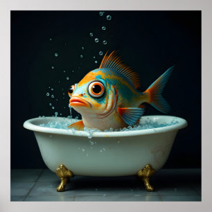 Póster Pescado gracioso en el baño