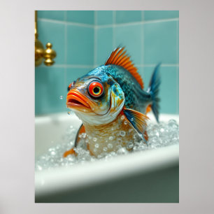 Póster Pescado gracioso en el baño