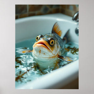 Póster Pescado gracioso en el baño