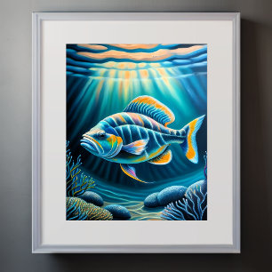 Póster Pescado III de arrecife colorido