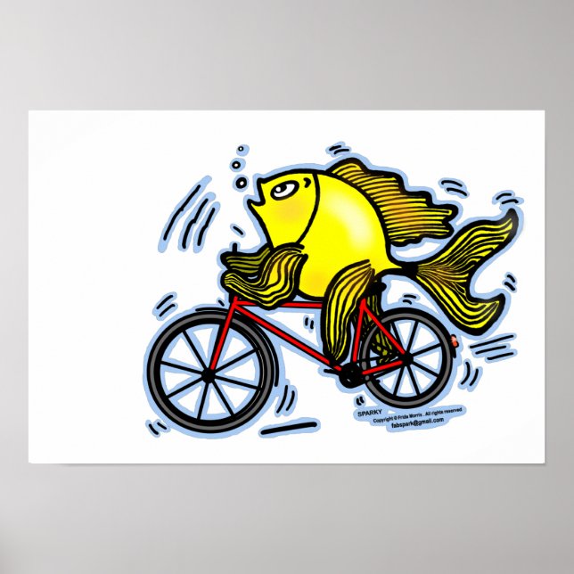 Póster Pescado necesita bicicleta personalizado divertido (Frente)