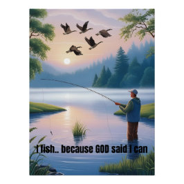 Póster Pescado porque Dios me dijo que puedo - Pesca masc