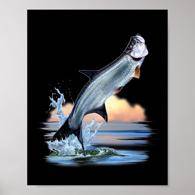 Póster Pescado Tarpon Agua Fresca Caza De Fauna Silvestre (Frente)