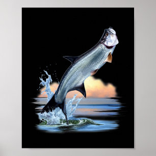 Póster Pescado Tarpon Agua Fresca Caza De Fauna Silvestre