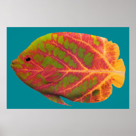 Póster Pescado tropical de hoja de ave 1