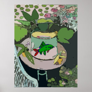 Póster Pescado verde en el bol