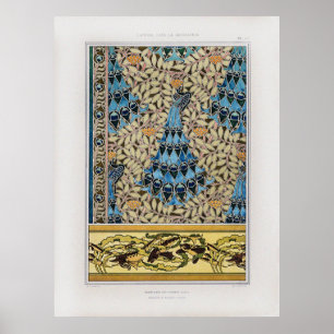 Póster Pescado y algas marinas de estilo Art Nouveau